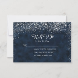 RSVP für Hochzeiten von Navy Blue und White Stardu Karte