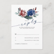 RSVP für Hochzeiten von Navy Burgundy