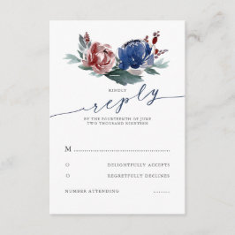 RSVP für Hochzeiten von Navy Burgundy Karte