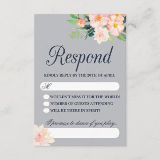 RSVP für Hochzeiten von Navy und Blush Karte