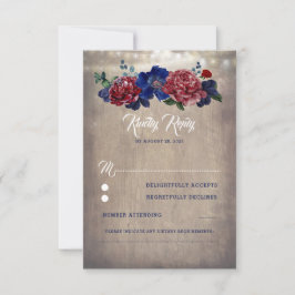 RSVP für Hochzeiten von Navy und Burgund Karte