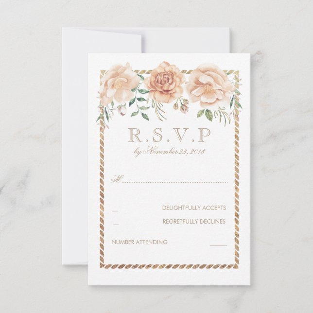 RSVP für Hochzeitsarbeiten an Creme-Blume (Vorderseite)