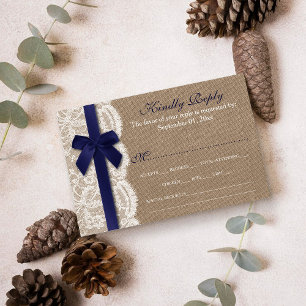 RSVP für Hochzeitsfahrten auf Burlap & Lace Karte