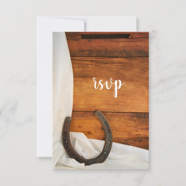 RSVP für Horseshos und Satin Country Barn Wedding (Vorderseite)