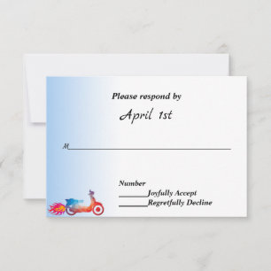 RSVP für mehrfarbiges Motorrad und Flammen Einladung