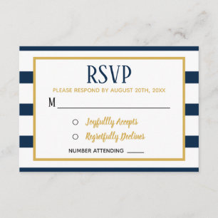 RSVP für Nautische Navy-Streifen und Burlap-Hochze Karte