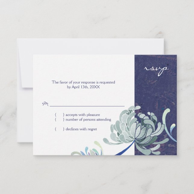 RSVP für Navy Blue und White Wedding (Vorderseite)