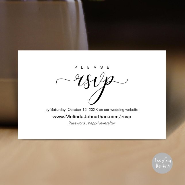 RSVP für Online-Hochzeiten, elegant Begleitkarte (Online Wedding RSVP respond, elegant Enclosure Card, Black White)