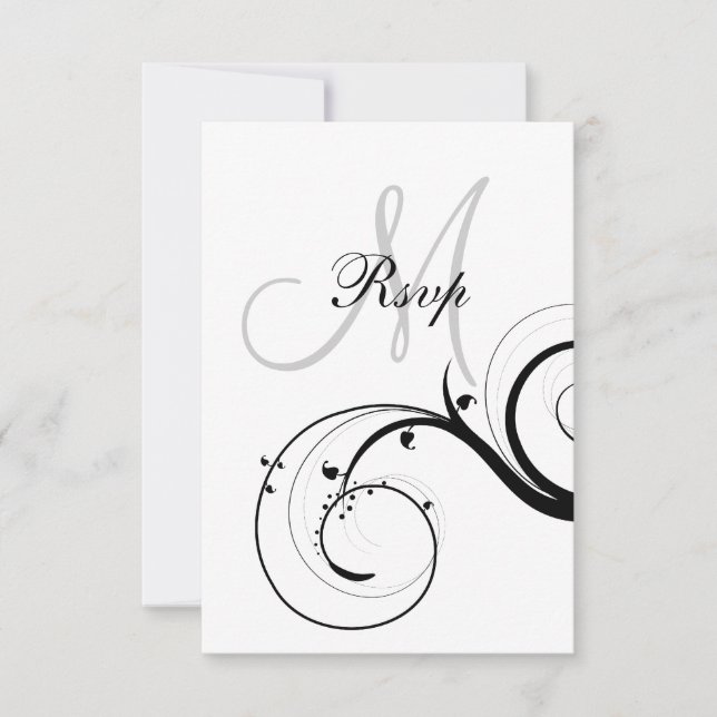 RSVP für Quadratkarte mit dem Monogramm-Hochzeitsr (Vorderseite)