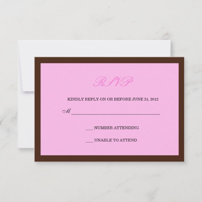 RSVP für rosa und braune Hochzeit (Vorderseite)