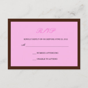 RSVP für rosa und braune Hochzeit Karte