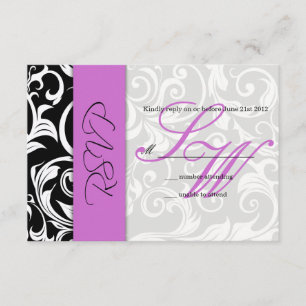 RSVP für Schwarz und Lila Swirt Karte
