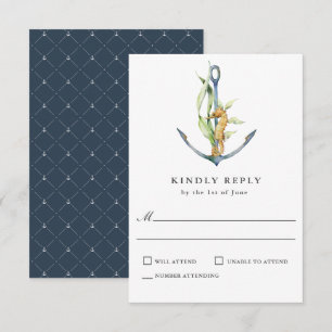 RSVP für Seepferd- und Anchor-Hochzeiten Karte