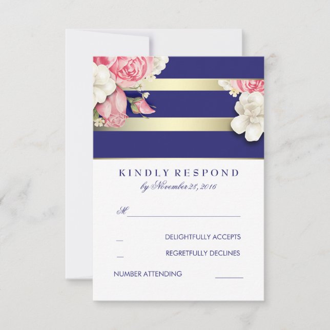 RSVP für Vintage Blumenflotte und Hochzeiten Karte (Vorderseite)