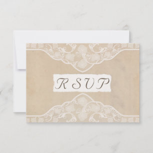 RSVP für Vintage Leinwand, Papier und Spitzen Karte