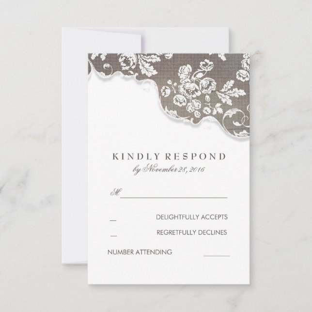 RSVP für Vintage Rustikale Hochzeit (Vorderseite)