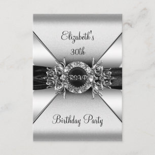 RSVP Geburtstags-Diamant-Schmuck Schwarz Weiß Silb Einladung