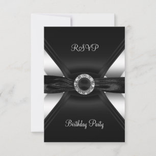 RSVP Geburtstags-Diamant-Schmuck Schwarz Weiß Silb Karte