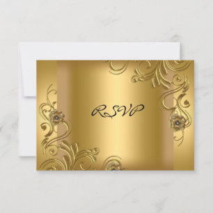 RSVP Geburtstagsfeier Elegant Gold auf Gold Floral Karte
