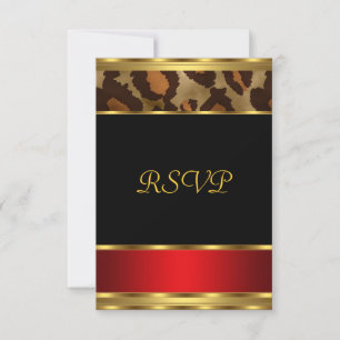RSVP Geburtstagsparty Gold Schwarz Rot Leopard Einladung