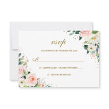 RSVP: Gold Botanical Blush Floral Wedding