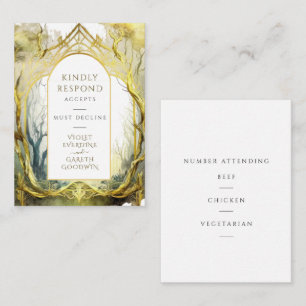 RSVP Gold Verzauberter Wald Hochzeit Begleitkarte