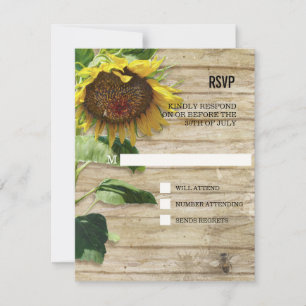 RSVP handgemalte Sonnenblume Holzzaun Bienen Karte