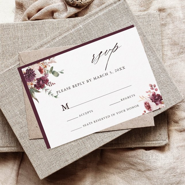 RSVP Herbst Romance Watercolor Floral Wedding Karte (Von Creator hochgeladen)