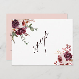 RSVP Herbst Romance Watercolor Floral Wedding Postkarte