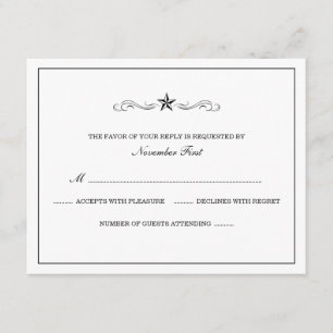 RSVP-Hochzeit auf weißem und schwarzem Western RSVP Karte