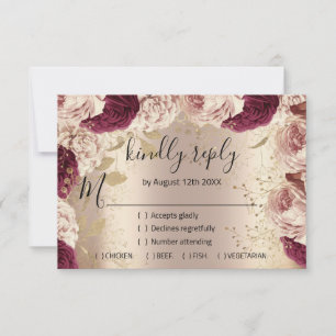 RSVP Hochzeit Glitter Brautstrauß Roségold Kranz R Karte