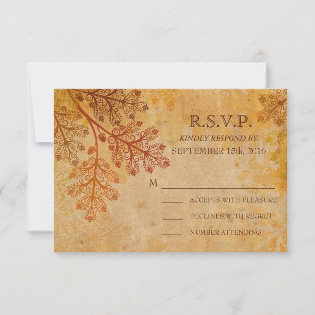RSVP-Hochzeit im Herbst für Blätter mit übersetzte RSVP Karte (Vorderseite)