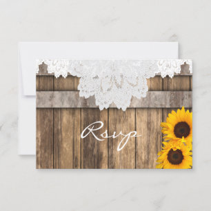 RSVP Hochzeit in rustikaler Holzoptik und Spitze Karte