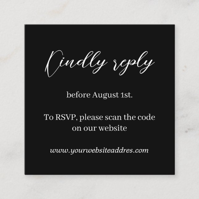 RSVP-Hochzeit in Schwarzweiß-Weiß Begleitkarte (Vorderseite)