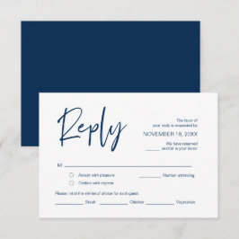 RSVP Hochzeit mit Essensoptionen, Navy Blue-Skript Begleitkarte