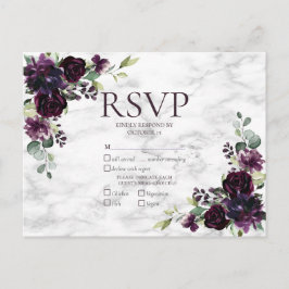 RSVP-Hochzeit mit Lila Marmor Einladungspostkarte