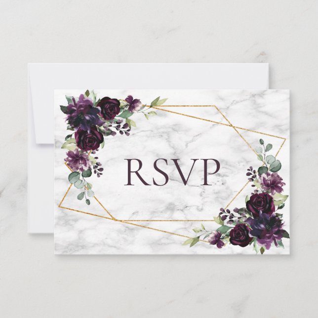 RSVP-Hochzeit mit Lila Marmor RSVP Karte (Vorderseite)