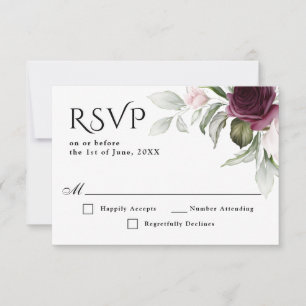RSVP-Hochzeit mit Pink und Plum Floral Charm RSVP Karte