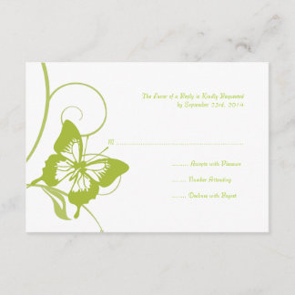 RSVP-Hochzeit mit weißem und grünem Schmetterling RSVP Karte