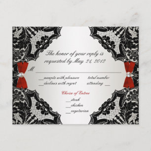 RSVP-Hochzeit: rot, weiß und schwarz RSVP Karte