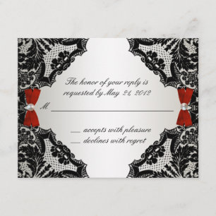 RSVP-Hochzeit: rot, weiß und schwarz RSVP Karte