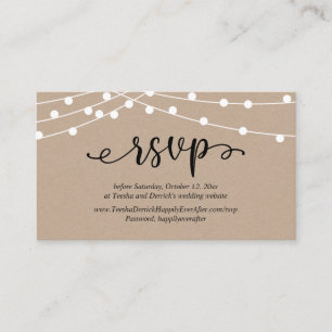 RSVP-Hochzeit, rustikale Kraft-String-Lichter Begleitkarte
