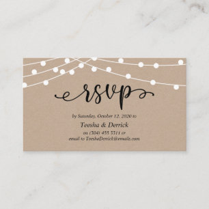 RSVP-Hochzeit, rustikale Kraft-String-Lichter Begleitkarte