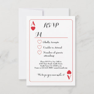 RSVP Hochzeit Spielkarte Ass der Herzen Einladunge Karte