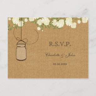 RSVP-Hochzeit von Elfenbein-Rose Einladungspostkarte