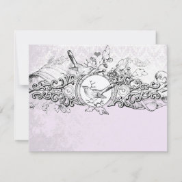 RSVP - Hochzeit von Vintagen Birds Lavender Musica Karte