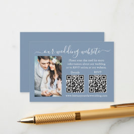 RSVP-Hochzeitdetails Foto 2 QR Dusty Blue Begleitkarte