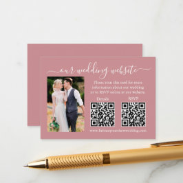 RSVP-Hochzeitdetails Foto 2 QR Dusty-Rose Begleitkarte