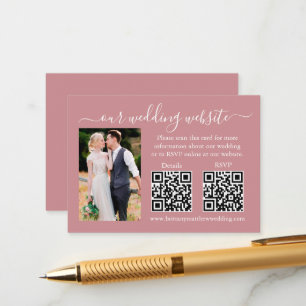 RSVP-Hochzeitdetails Foto 2 QR Dusty-Rose Begleitkarte