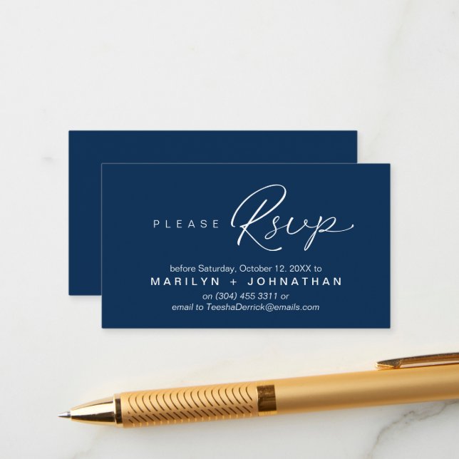 RSVP Hochzeiten per Telefon oder E-Mail Begleitkarte (Vorderseite/Rückseite Beispiel)